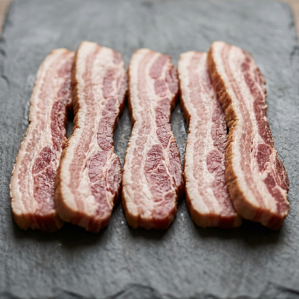 Tykktskårne baconskiver – Genereret billede