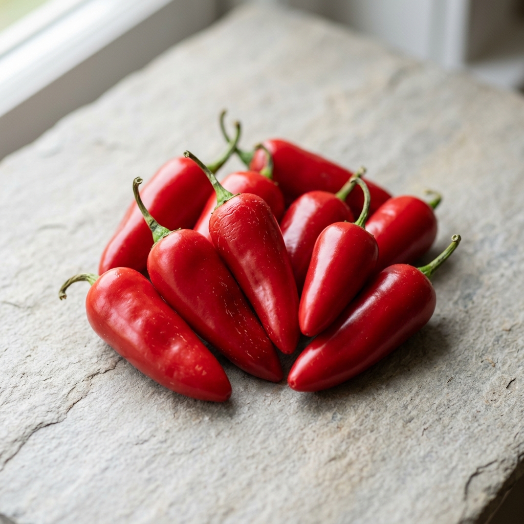 Røde fresno-peberfrugter – Genereret billede