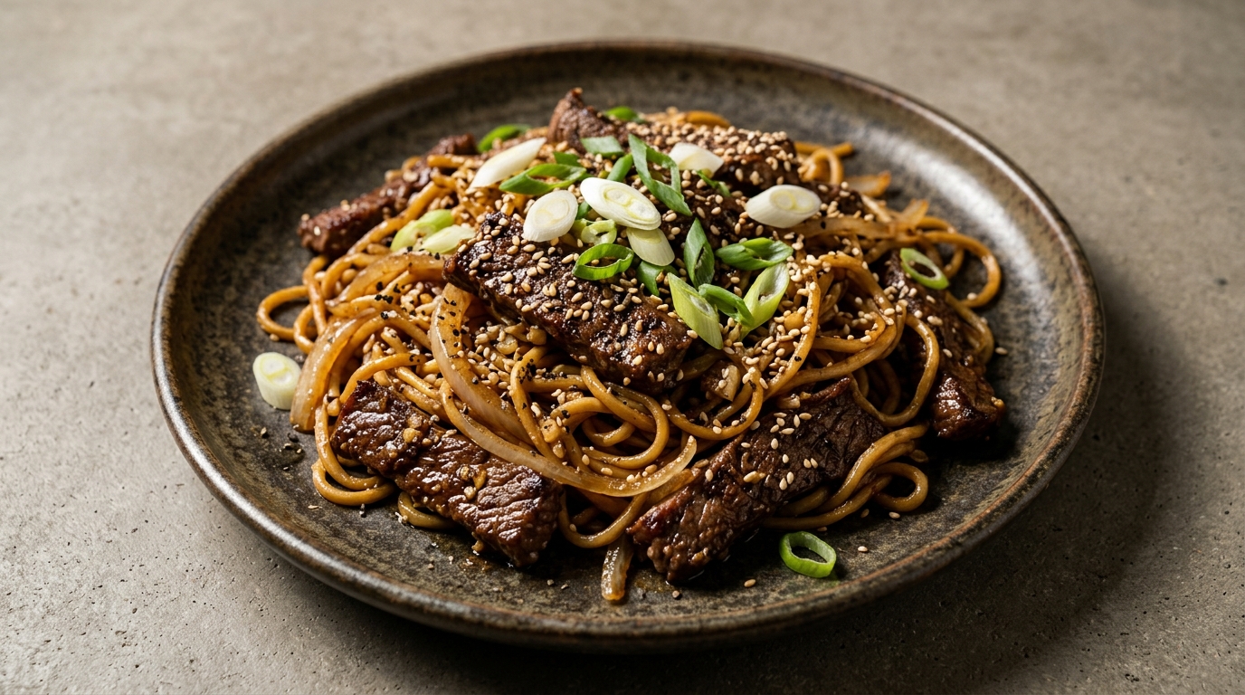 Black pepper beef chow mein