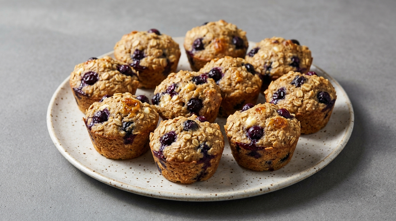 Blåbær-cottage cheese muffin-bidder