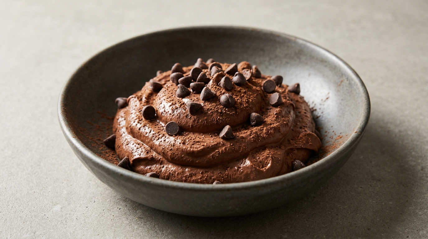 Proteinrig og lavkulhydrats chokolade-fedtbombe-fluff