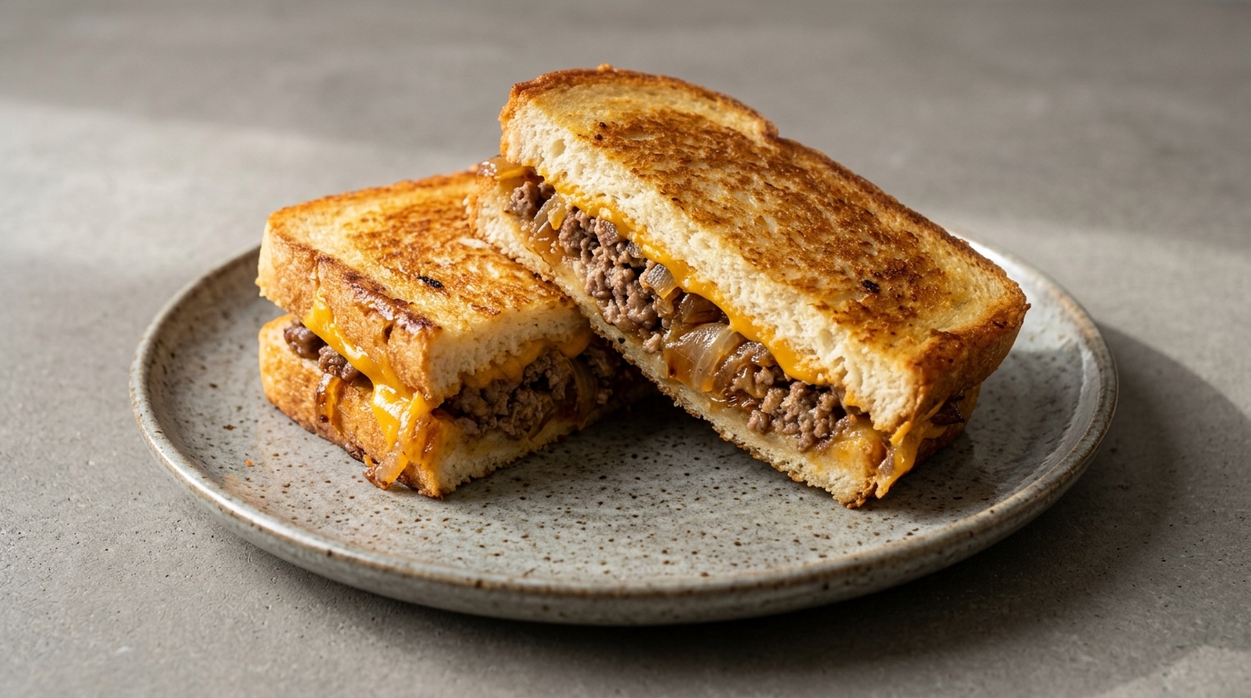 Cowboytoast med bløde løg og cheddar