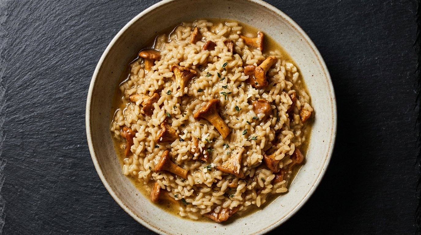 Risotto med kantareller og timian- og hvidvinssmør