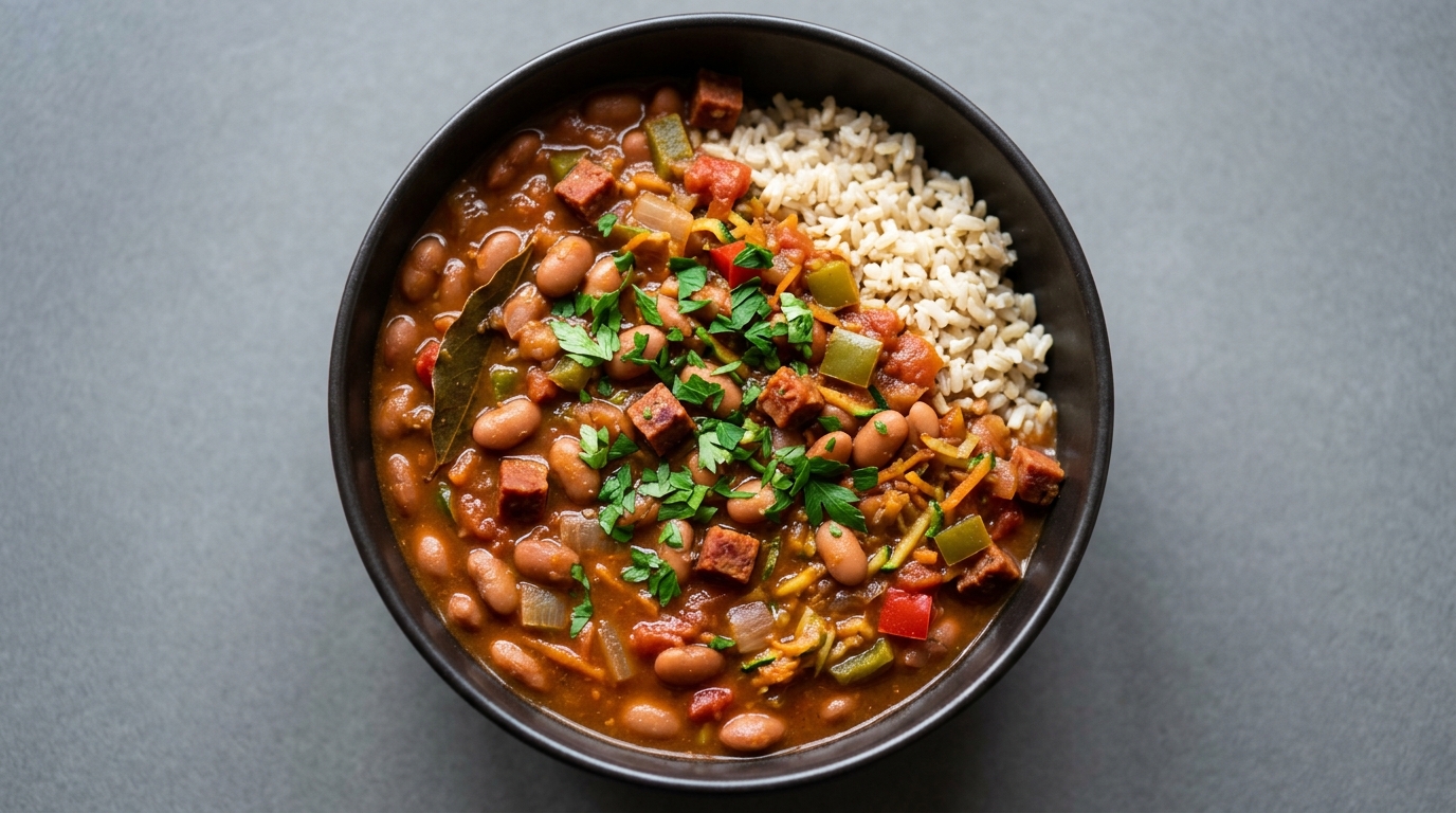 Feijao e arroz - brasiliansk bønnegryde