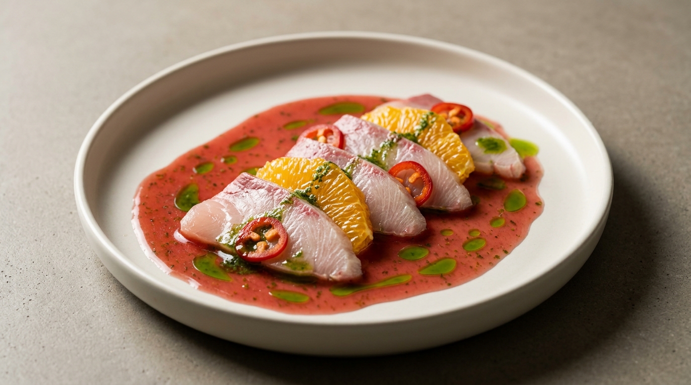 Hamachi crudo & druevinaigrette