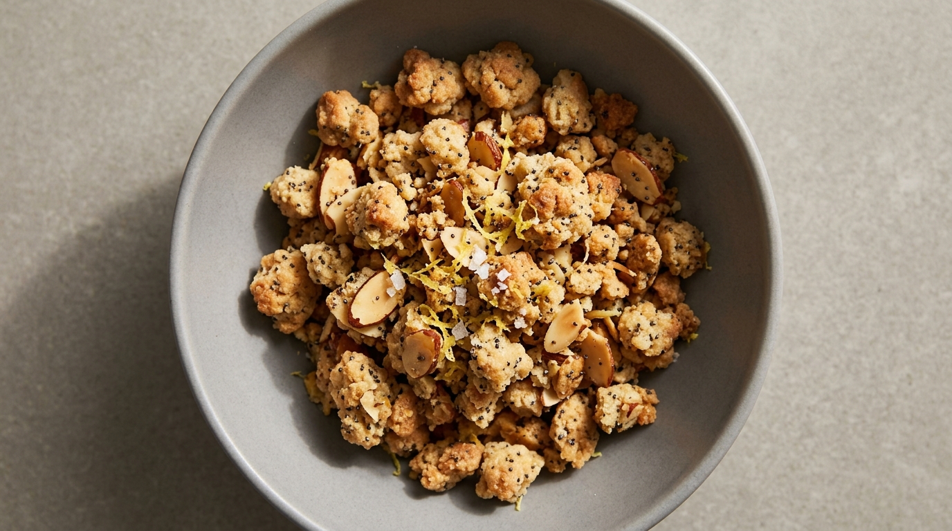 Brunet smør- og mandelcrumble