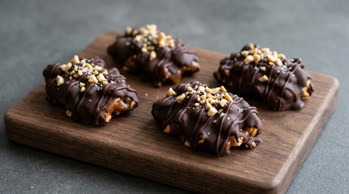 Chokoladeovertrukne nødde-karamelbarer
