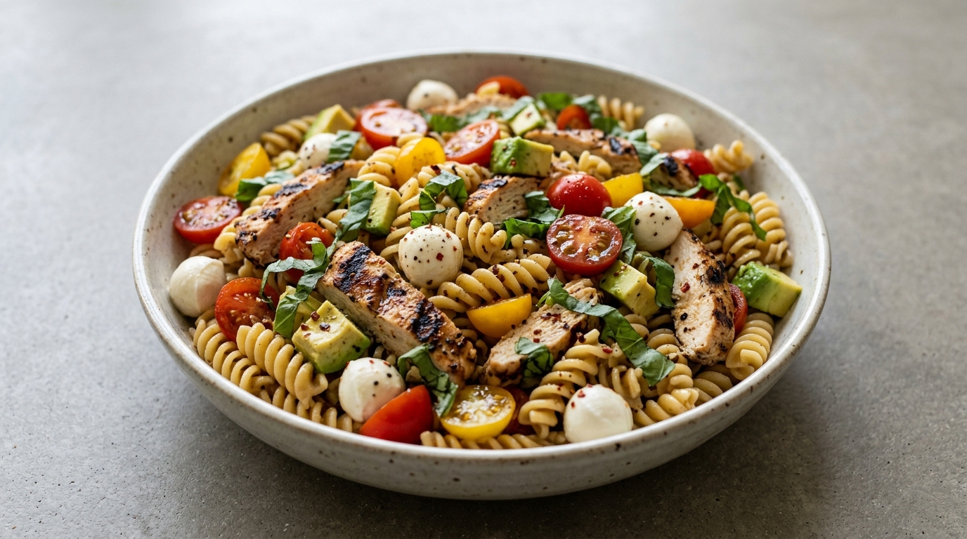 Caprese kyllingepastasalat