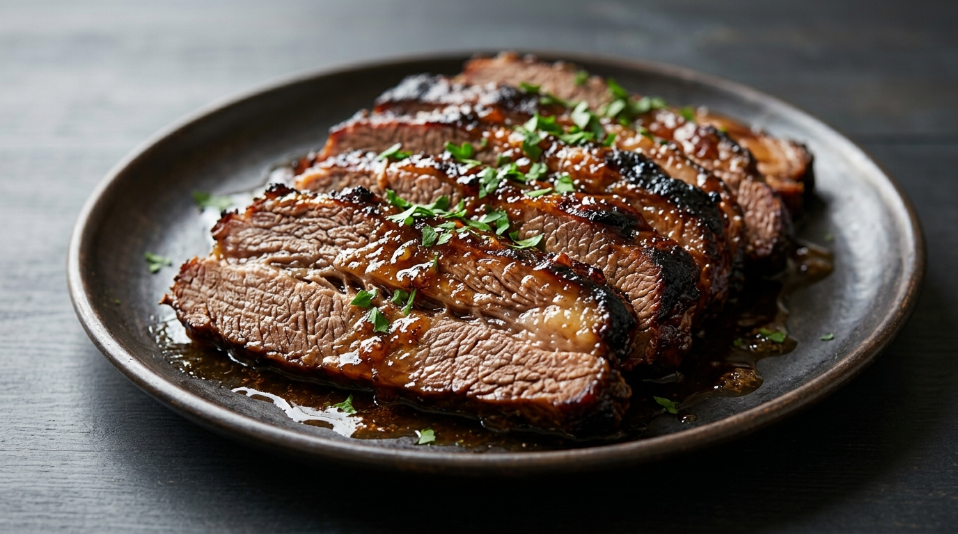 Langtidsstegt glaseret oksesbrisket