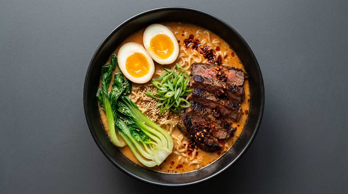 Cremet gochujang-bøf-ramen