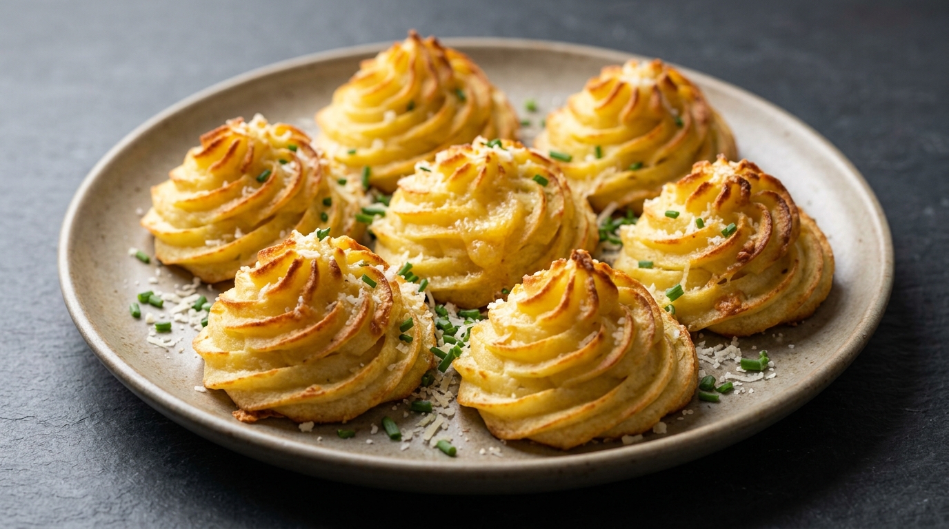 Hvidløgs- og gruyere-duchessekartofler