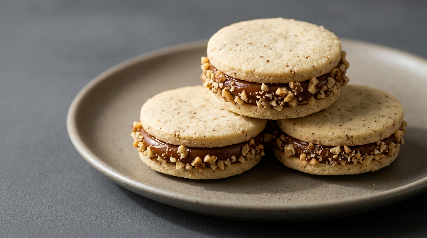 Valnødde-alfajores med dulce de leche
