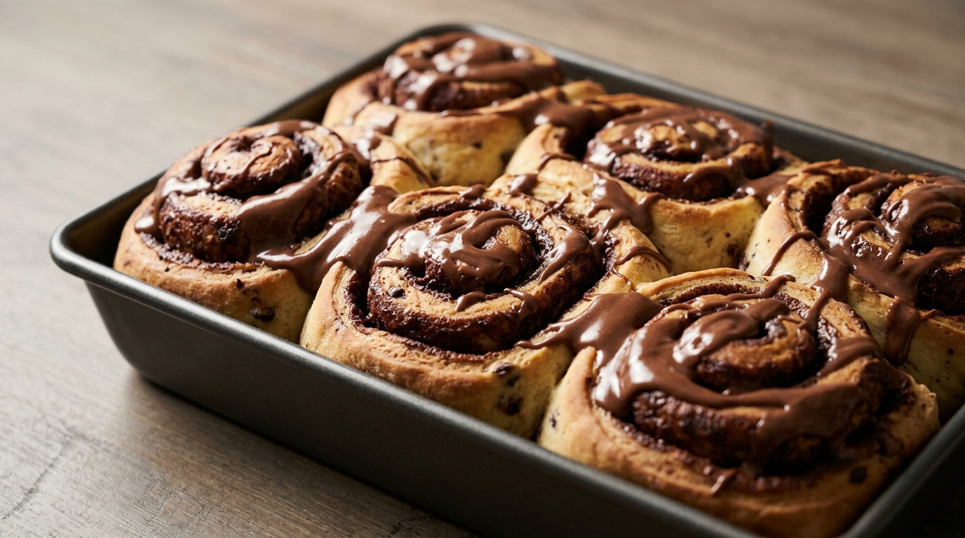 Chokolade-kanelsnegle med nutella-glasur