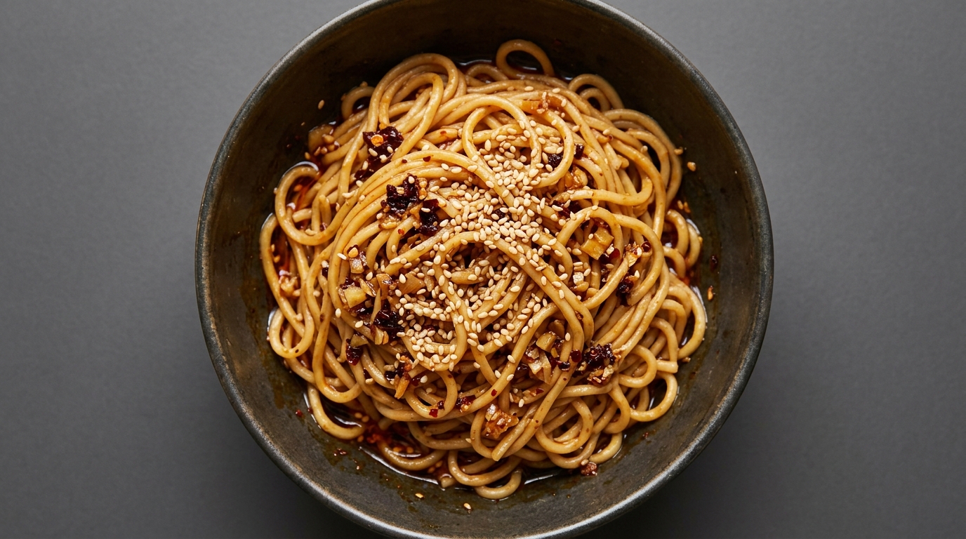 Hvidløgs- og chili-olie-nudler