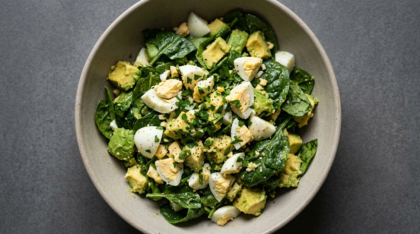 Avocado- og spinat-æggesalat