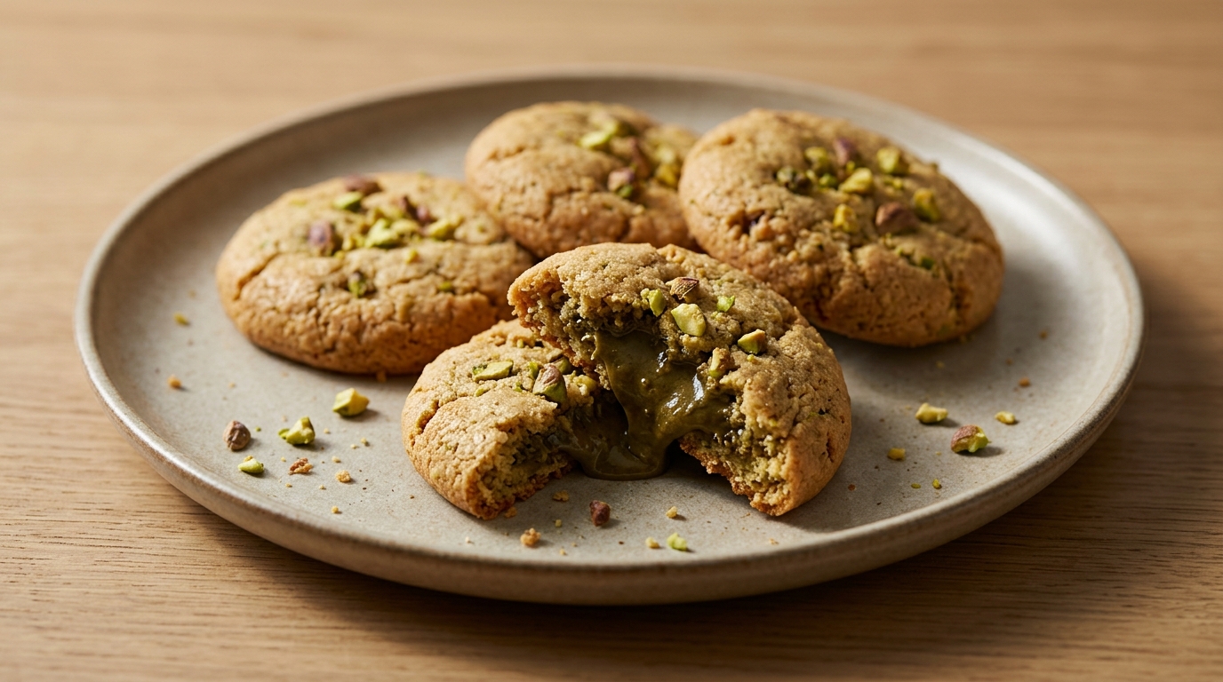 Cookies med pistacienyldning