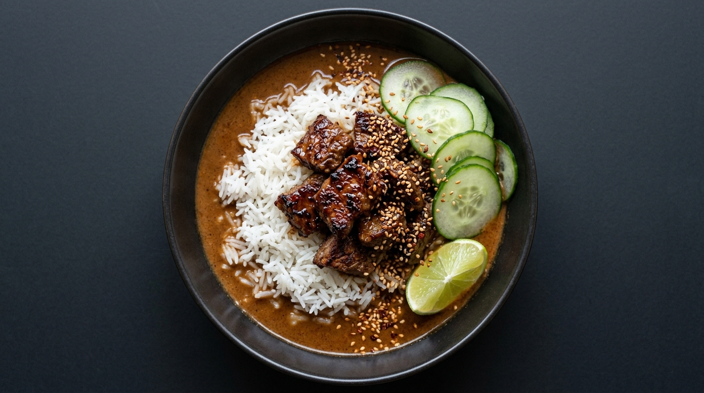 Sticky thaikød i rød karry med kokosmælk