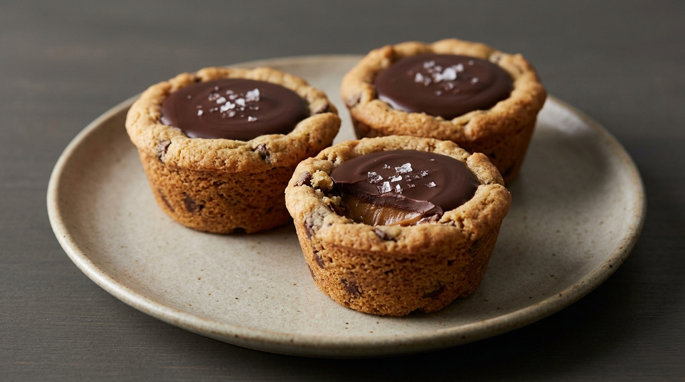 Cookie-cups med karamel og chokolade