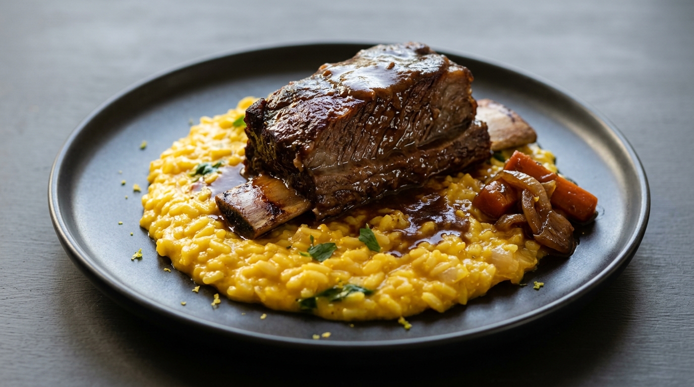 Braserede shortribs med safransrisotto