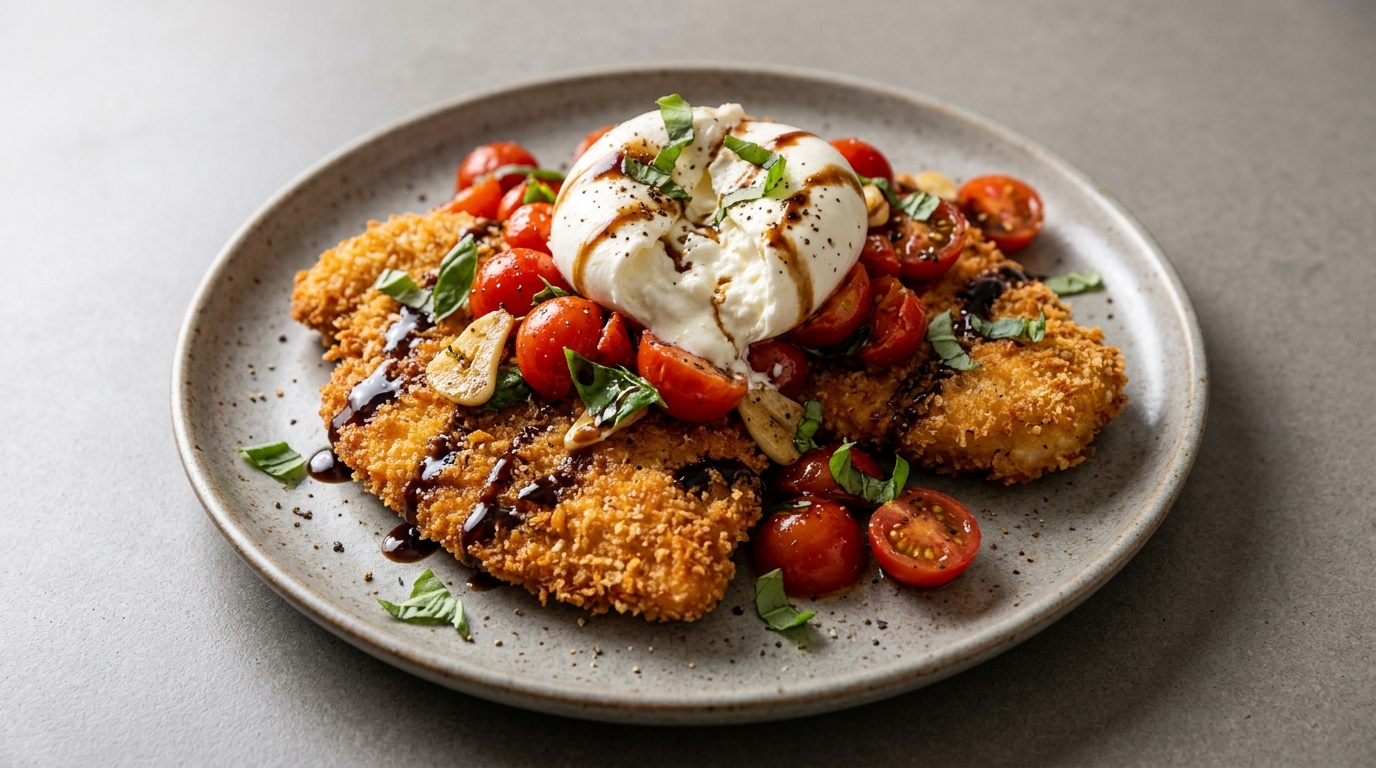 Kyllingekoteletter med tomat og burrata
